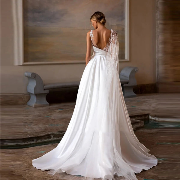 Elegant Satin A-Line Wedding Dresses with Sweetheart Neckline and Backless Design